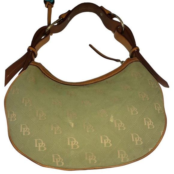 DOONEY & BOURKE RARE CANVAS CRESENT CIRCLE SHOULDER HOBO BAG SATCHEL-GREEN 🍉 - Picture 2 of 12
